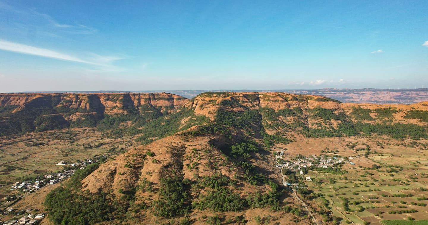Flat-topped hills and farmland on the Karjat–Khopoli corridor